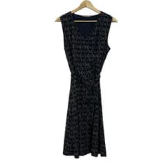LAURAASHLEY(ローラアシュレイ) ワンピース サイズ11 M レディース美品  - ダークネイビー×白 Vネック/ノースリーブ/ロング