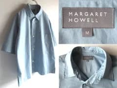 LOOK使用 MARGARET HOWELL マーガレットハウエル 2024SS DRY COTTON POPLIN Ⅱ コットンポプリン シャツ M ライトブルー 定価37400円 MHL.