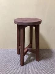 天然木　手作り丸型ブラウンスツール③