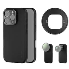 【数量限定】iPhone iPhone コンパチブル 16 16 Pro 17mmレンズマウント/67mmフィルターアダプター/滑り止めフェイクレザー付き MagSafe 頑丈なTPU/PC保護ケース Pro用 PA083 スマホケース 黒 NEEWER
