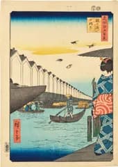歌川広重　名所江戸百景・鎧の渡し小網甼　A3(297㎜×420㎜）アートポスター 日本製 絵画 インテリア 壁紙