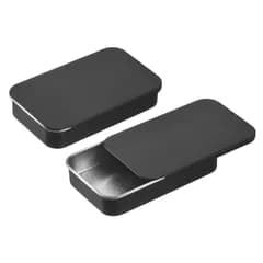 uxcell 2個のメタルティ ンボックスコンテナ、3.1x2x0.6インチのスライドトップティンコンテナ、空の長方形収納ボックス、キャンディ、コスメティック、クラフト用のポータブルミニティンケース、黒