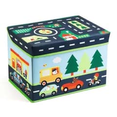 DJECO ジェコ ストレージボックス サーキット 収納 座れる 収納ボックス 車 くるま どうろ スツール 箱 ミニカー収納 お片付け モンテッソーリ 3歳 4歳 5歳 6歳 男の子 幼児 赤ちゃん 入園祝い プレゼント ギフト おもちゃ 子供 キッズ 誕生