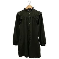 ZARA (ザラ) ラッフルシャツワンピース  グリーン S