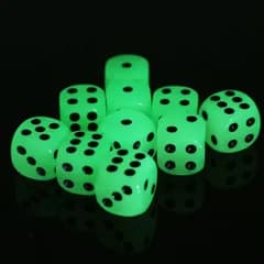 ダイス ほんのり光る 半透明 16mm 6面 12個セット スゴロク サイコロ テーブル 蓄光性 収納袋付き
