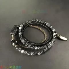 人気ギフト 手作り黒檀と黒髪水晶のマルチブレスレット 2ウェイ仕様 多連巻きからネックレスへ ヴィンテージ風 男女兼用 手作り ハンドメイド アクセサリー プレゼント おしゃれ 誕生日 ギフト 数量限定  SGP025