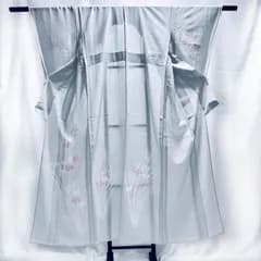 着物　付け下げ　夏用着物　絽　水色　透け感　花　レディース　中古品　管理番号KKVKAM49