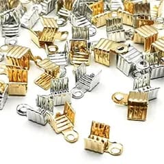 ボーター 4.4*7.2mm 【BEAUTY PLAYER】カシメ 紐留め 約200個 ゴールド シルバー 各100個 アクセサリーパーツ ネックレス ブレスレット アンクレット 金具 エンドパーツ カツラ ヒモ留め金具 エンド金具 副資材 手芸材料 雑貨 素