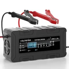 VOLTSTAR12V10Aバッテリー充電器全自動バッテリーチャージャー酸鉄リチウム鉛酸電池対応パルス修復鉛蓄電池充電器24V5A出力車バイクトラック農業機械対応AGMLiFePO4鉛酸電池(6〜100Ah)対応