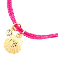 [ジュエリーショップエム] ブレスレット メンズ レディース メタル ヒトデ シェル コットン 紐 アクセサリー 金属アレルギー対応 日本製 htt09-br シェル ピンク