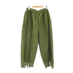 イチ ichi カットワーク刺繍パンツ F カーキ グリーン ウエストゴム クロップド丈 /OK ■OS ■SH