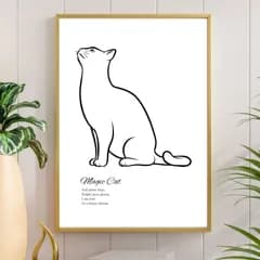 アートポスター/猫ラインアート (9)【A4】ネコ　ねこ  cat ペット かわいい 子猫 インテリア ウォールアート イラスト