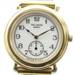 セイコー SEIKO 2G38-0150 THE LEAGUE 腕時計 ウォッチ クォーツ 白文字盤 スモセコ ロゴ ゴールド色 ■GY18 /MQ