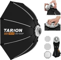TARION 八角形ソフトボックス90cm ワンタッチ クイックリリース ボーエンズマウント 折りたたみ式 ディフューザー/ハニカムグリッド/バッグ付き スピードライト/COBライト/ストロボライト対応 人物撮影 商品撮影 OC-90F