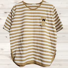 B1707 Urbaine Compagne Tシャツ 半袖 カットソー ボーダー 総柄 ラウンドヘム ワンポイント 刺繍 日本製 バイカラー