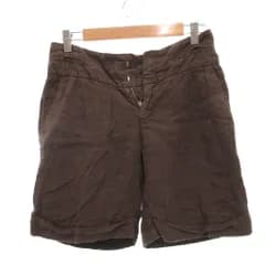 120％lino ショートパンツ 麻 リネン 40 茶 ブラウン ロールアップヘム /NL ■ECF004