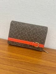 R【保管品】NINA RICCI ニナリッチ カラーヌーボー 2つ折り財布 ミニ財布 キーリング付き オレンジ  レザーベルト小銭入れ付き