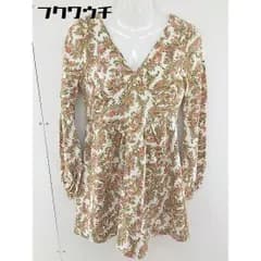 ◇ SINDEE シンディー 花柄 長袖 ミニ チュニック ワンピース オフホワイト マルチ レディース  【中古】 【1111090001569】