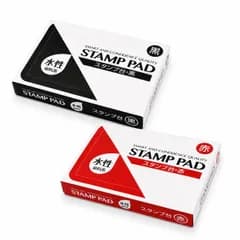 【買い置きに便利】 スタンプ台 水性インク 黒 赤 スタンプパッド 事務 宅配受け取り ゴム印用 コンパクト (ブラック/レッド, 2個セット) [ブラック / レッド] [2個セット]