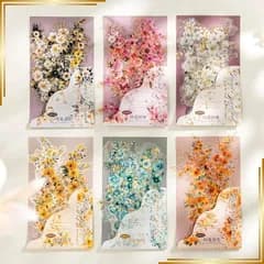 【新品】 Zolarkar 花シリーズ フレークシール コラージュ 素材 半透明PET シール 大判 華やか花柄 ステッカー 6種類セット 60枚入 手帳デコ ジャーナル ノート スクラップブック DIY 装飾用 0