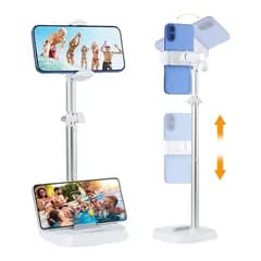 UTEBIT スマホスタンド 卓上 高さ調整 30-45cm 自由回転可能 横／縦置き 携帯 タブレット両用 スマホ撮影 安定感 電話ホルダー 昇降式 スマホ置き 滑り止め 手元撮影 角度調整 俯瞰撮影 カメラスタンド 片手操作 撮影／動画配信／映画鑑賞  1