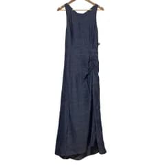 未使用 24SS SNIDEL スナイデル ドロストバックオープンワンピース サイズ0 ダークブルー  レディース 古着 中古 USED