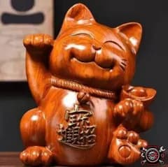 売れ筋 花梨木彫 可愛い招き猫 玄関、客間の置物 招財cp515