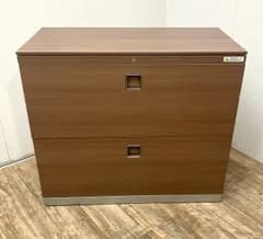 【中古品】オカムラ  天板付2段ラテラル書庫 4BG1WC ZB43 ブラウン