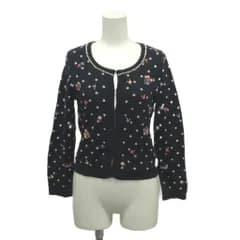 シンシアローリー CYNTHIA ROWLEY カーディガン ウール 2 マルチカラー フローラル柄 パール装飾 長袖 /KT ■GY99