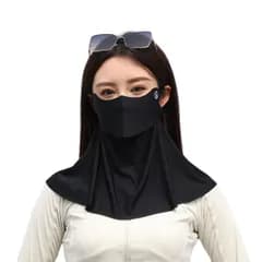 首まで覆うUVサンプロテクションフェイスマスク UPF 50+ フェイスシールド 通気性デザイン 夏の屋外活動用 (ブラック)