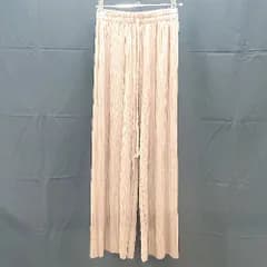 ◇ Cheek ウェストゴム シフォン ボーダー リラックス イージー スラックス　パンツ Mサイズ レンガ ブラウン レディース E  【1303290011503】