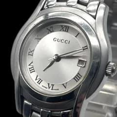 新品電池 稼働品 GUCCI グッチ レディース腕時計 5500L Gクラス クォーツQZ デイト 3針 シルバー スイス製