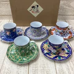 【新品未使用】古伊万里　絵変りコーヒー碗皿揃　5客セット