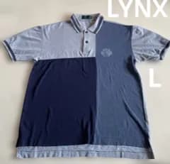 LYNX リンクス ポロシャツ Lサイズ グレー ネイビー クレイジーパターン