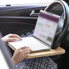 竹製 車ハンドル テーブル 運転席 ナチュラル 耐久性 耐水性 仕事 食事 タブレット 車内 PC パソコン スタンド (竹 製 (43cm*30cm*1.5cm))