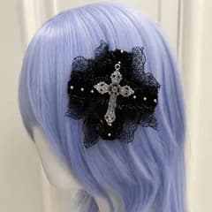クロス　ピン　ヘアアクセサリー　ゴス　ヘッドドレス　ロリータ　ロック　パンク　ゴスロリ