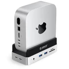 ORICO MiniDock Mac mini M4 専用スタンド＆ドック｜NVMe SSD エンクロージャー｜6-IN-1 USB3.2 ハブ｜10Gbps USB-A×2・SD/TF カードリーダー搭載 Mac mini M4/Pro 対応ｍａ