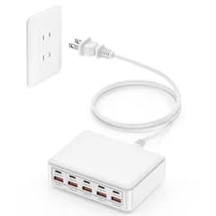 Viviber【2026年最新】10ポート USB充電器 70W 急速充電ハブ タワー型 タイプC 5ポート搭載 USB-C PD対応 電源タップ iPhone17／16 Android iPad MacBook対応 コンセントタップ 白 PSE認証 卓上 1