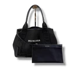 バレンシアガ　BALENCIAGA ネイビーカバス　S ミニトートバッグ　ハンドバッグ　ポーチ付き　ブラック　黒