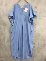 展示品■crie conforto クリーコンフォルト 袖ラッフル ワンピース sizeM/水色 ■◆ レディース