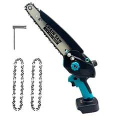 ☆新品☆マキタ Makita 対応 コードレス チェーンソー 8インチ 充電式 ミニチェーンソー 自動給油機能 ブラシレス 電動のこぎり 14.4V 18V バッテリー 互換 家庭用 工具 ※ 充電器 バッテリー 別売り (本体（ブルー）+替 0f48992d