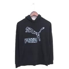 プーマ PUMA 国内正規品 パーカー フーディー プルオーバー ロゴ 花柄 長袖 S 黒 ブラック /TT