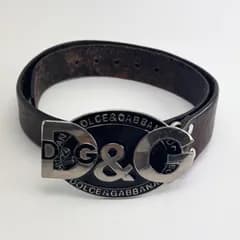 D&G Dolce＆Gabbana バックル レザーベルト ブラウン 30 ドルチェ&ガッバーナ ドルガバ ■