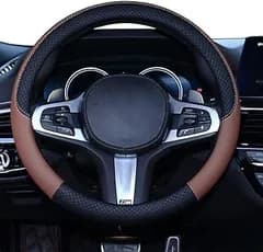 HUACHENG ハンドルカバー 車用 軽自動車 mサイズ ステアリングカバー 本革 汎用 おしゃれ 通気性がよい 滑り防止 オールシーズン対応 普通車 ハンドル 保護カバー カスタム 内装パーツ アクセサリー 車用品 (ブラウン)