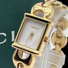新品電池 稼働品 GUCCI グッチ レディース腕時計 1800L クォーツQZ ゴールド スイス製 替えベルト 保存箱付き