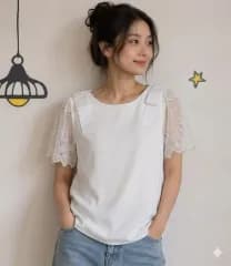 tocco closet トコ クローゼット ショルダー リボン レース ブラウス