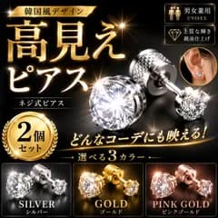 ネジ式 ピアス 錆びない レディース メンズ 韓国風 高見え ピアス 2個セット サージカルステンレス 金属アレルギー対応 両耳用 落ちにくい シルバー ゴールド ピンクゴールド 男女兼用 鏡面仕上げ プレゼント 普段使い