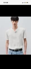 DRAW FIT(ドローフィット) ヘンリーネック 半袖 Tシャツ アイボリー L