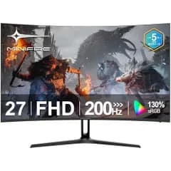 ☆新品☆Minifire モニター27インチ ゲーミングモニター 200Hz/1Ms 1500R 非光沢 ディスプレイ スピーカー内蔵 AMD FreeSync HDR10 PS5対応 300cd/?輝度 178° 3000:1コントラスト比 e8dd4204