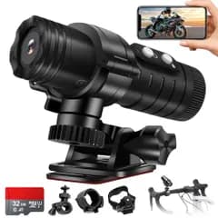 バイク用ドライブレコーダー バイクドラレコ ヘルメットカメラ【スマホ連携 WIFI搭載 120°画角 1080P画質 8時間ループ録画 32Gカード付属 256GB IP66防水】バイクカメラ 自転車ドライブレコーダー 使いやすい 軽量車載  1fd38a42